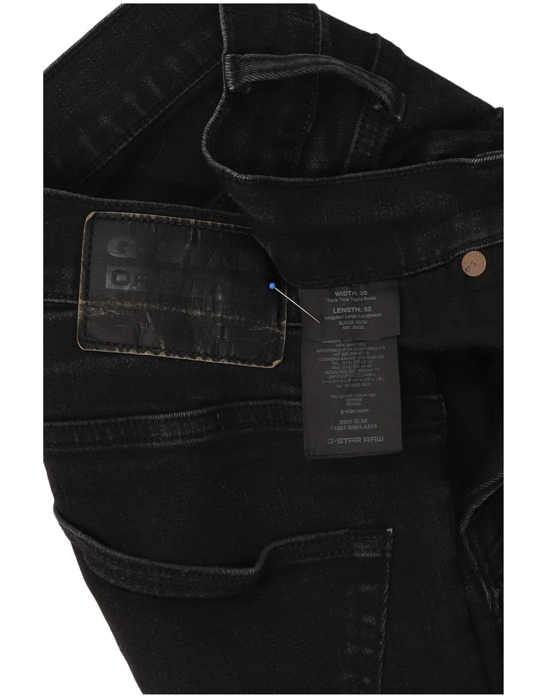 Jeans slim da uomo G-Star 3301 W30 L32 neri