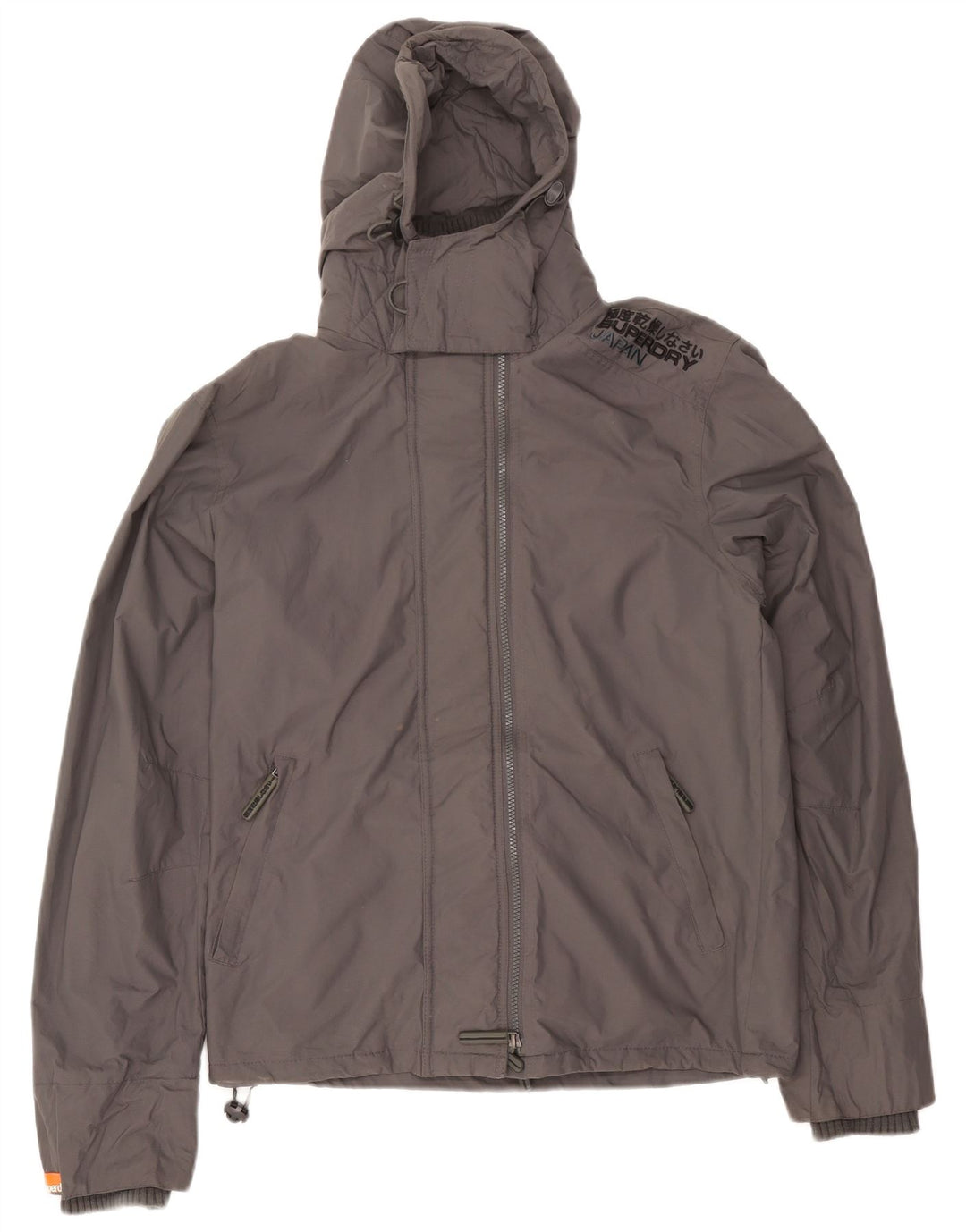Giacca a vento con cappuccio da uomo Superdry UK 40 Large in nylon grigio
