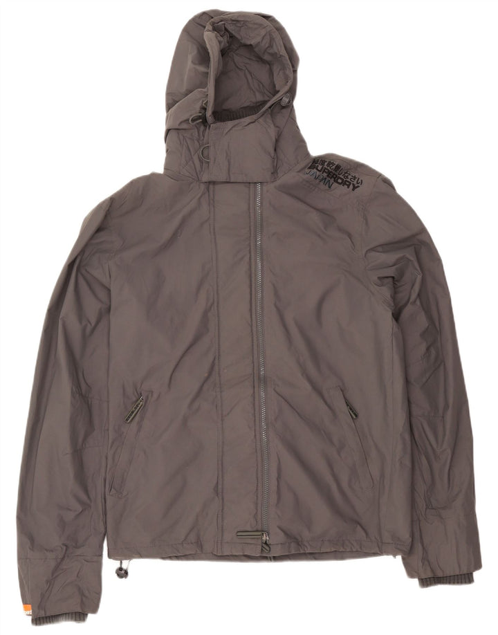 Giacca a vento con cappuccio da uomo Superdry UK 40 Large in nylon grigio
