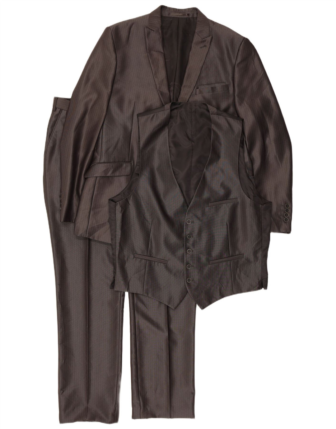 Abito da uomo 3 pezzi Angelo Litrico EU 54 2XL W38 L30 Gessato grigio classico