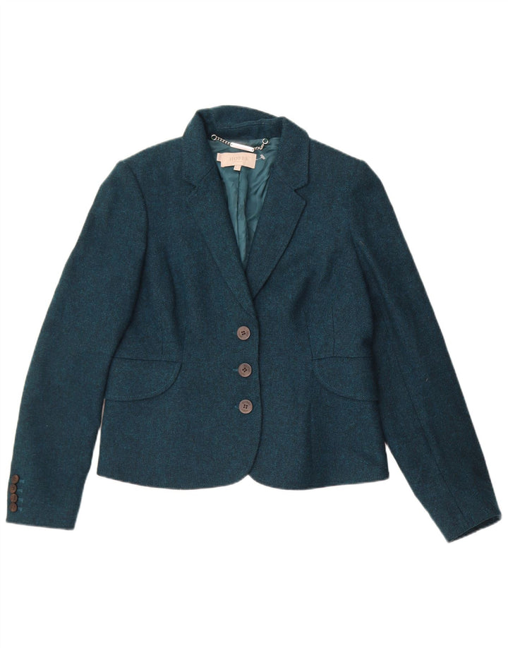 Giacca blazer a 3 bottoni da donna Hobbs UK 12 lana verde medio