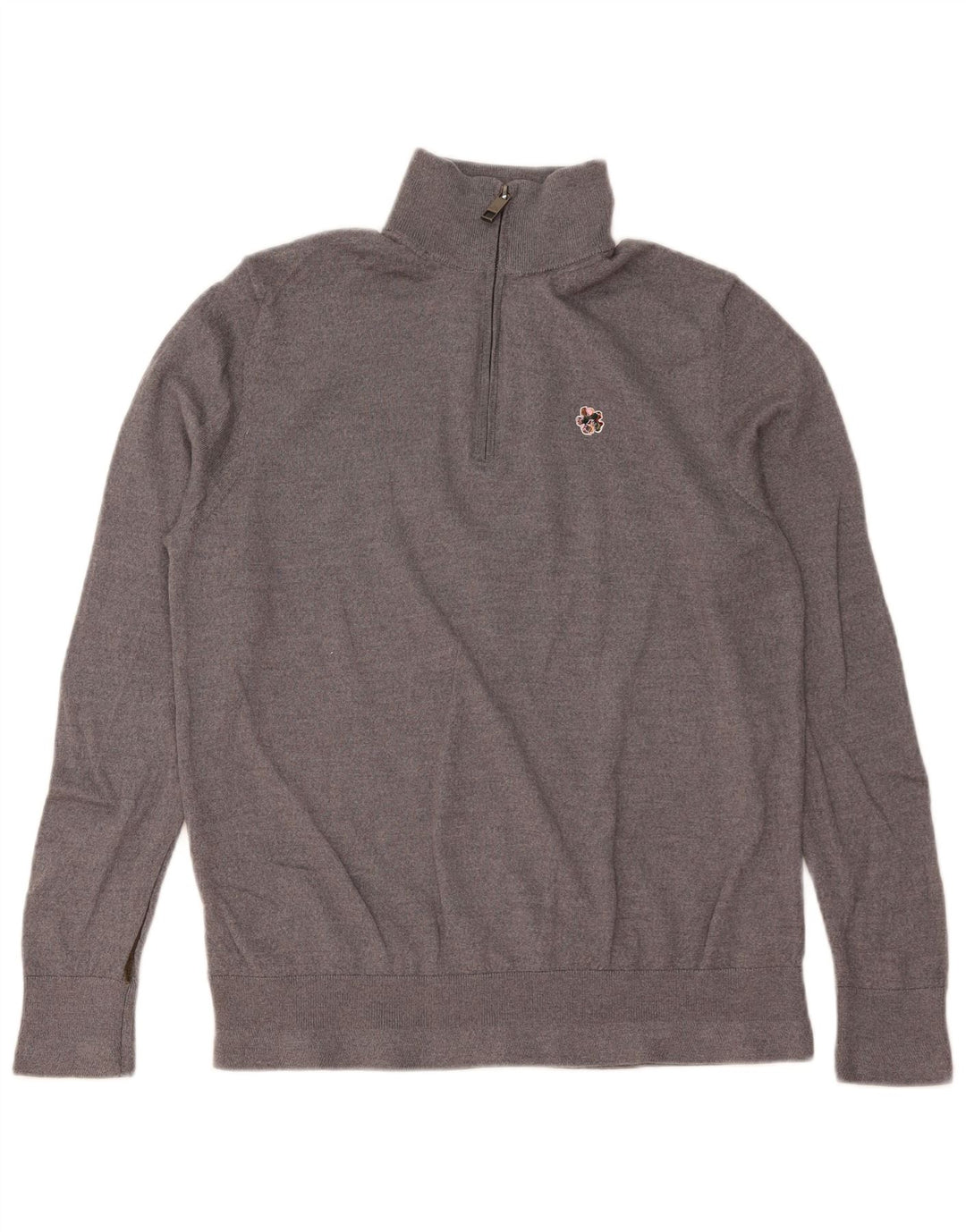 TED BAKER Maglione da uomo con collo con zip taglia 6 2XL Lana grigia