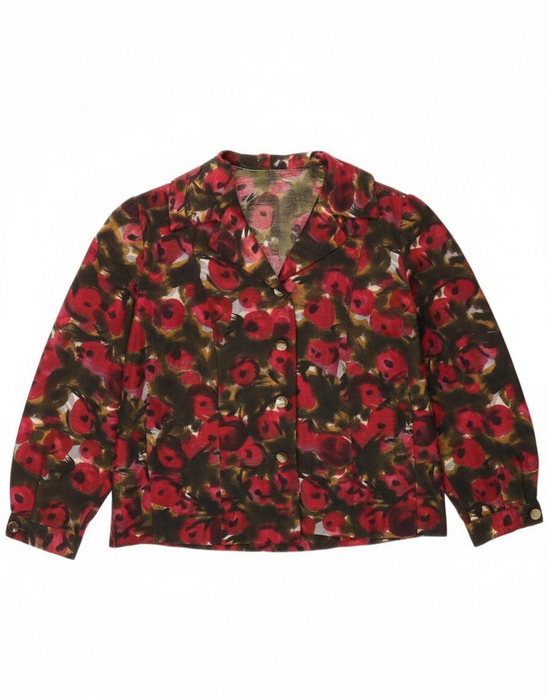Camicetta camicia vintage da donna UK 16 grande floreale multicolore