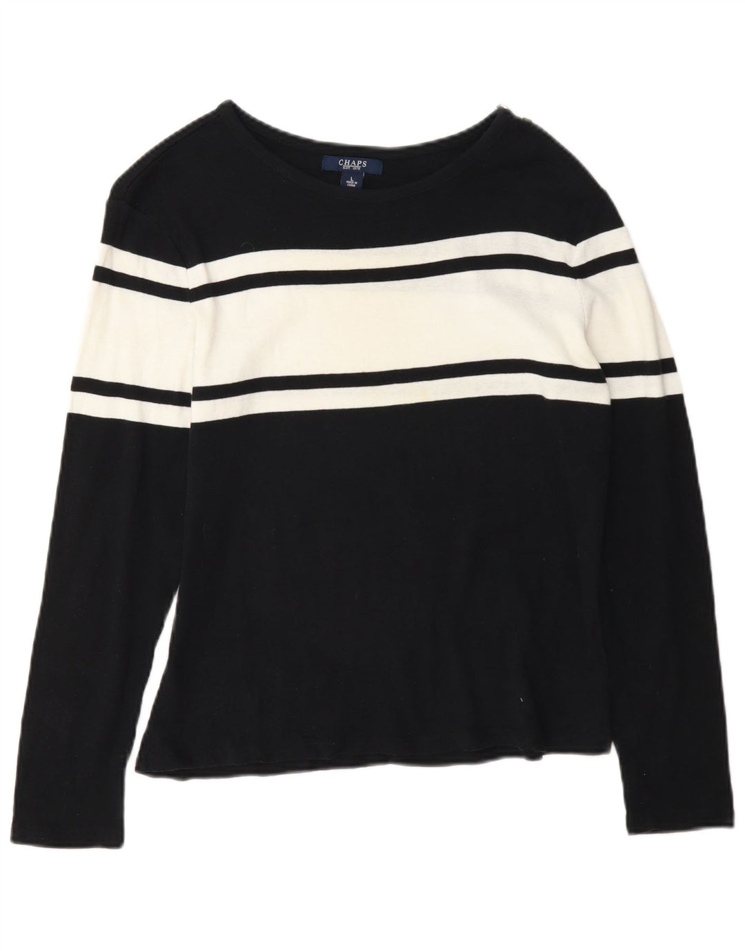 Top da donna a maniche lunghe Chaps UK 14 Large in cotone color block blu navy