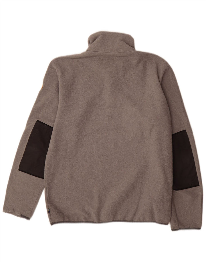 Maglione in pile da uomo Fjall Raven con bottone e collo grigio medio