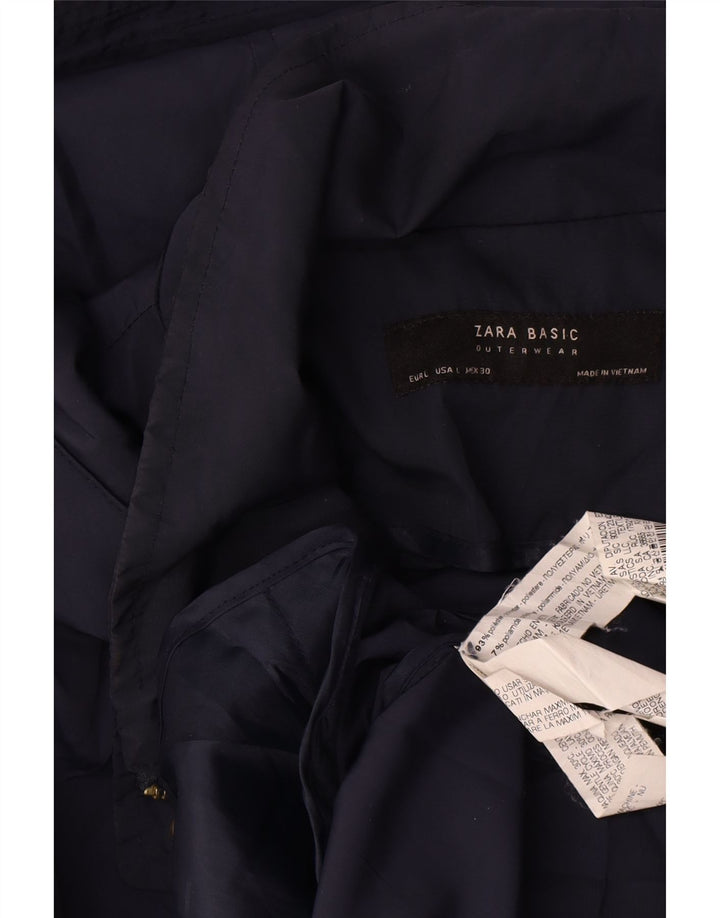 Giubbotto bomber con cappuccio da donna Zara UK 16 grande poliestere blu navy