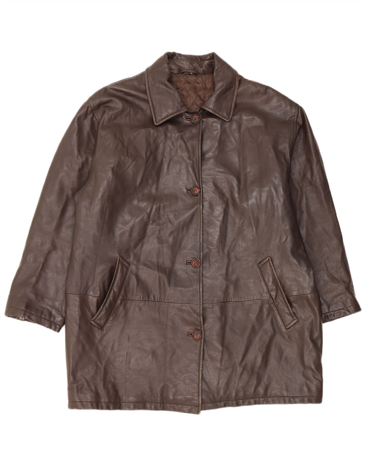 Cappotto in pelle vestibilità ampia da donna Maddox EU 42 Large Marrone