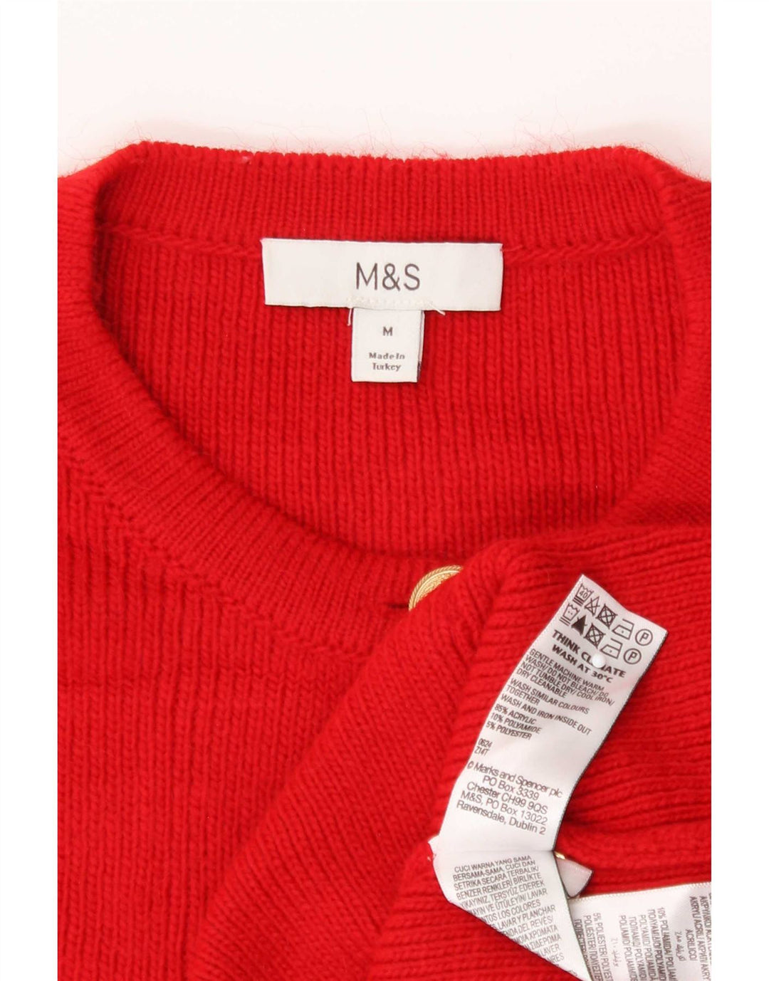 Maglione cardigan vestibilità ampia da donna Marks & Spencer UK 14 Acrilico rosso medio