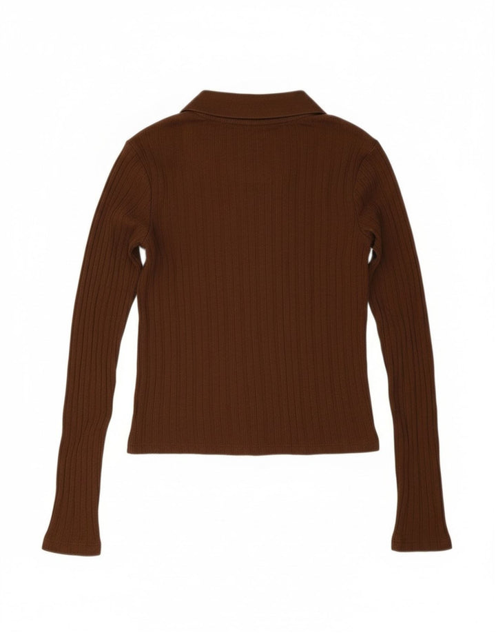 Maglione cardigan corto da donna Zara UK 10 piccolo marrone