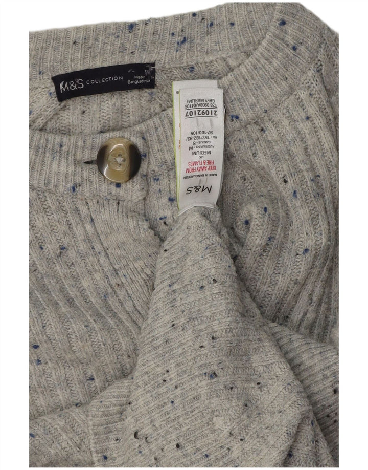 Maglione cardigan da donna Marks & Spencer UK 14 Acrilico screziato grigio medio