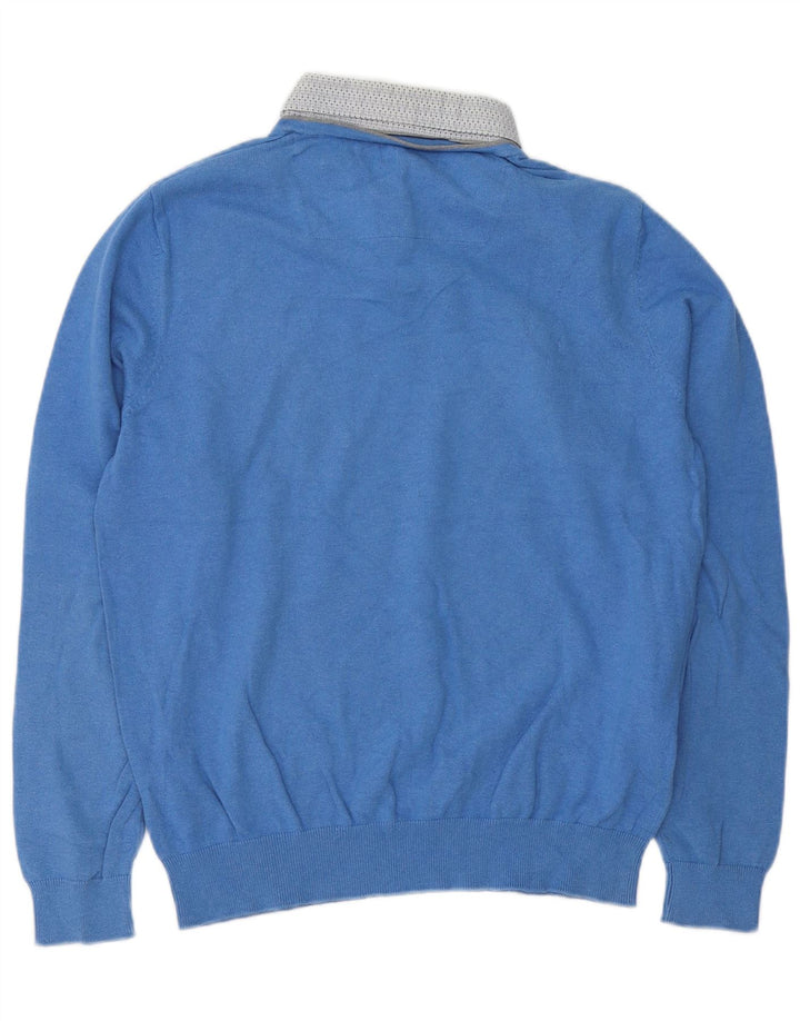 Maglione maglione collo alto da uomo Marks & Spencer blu medio classico