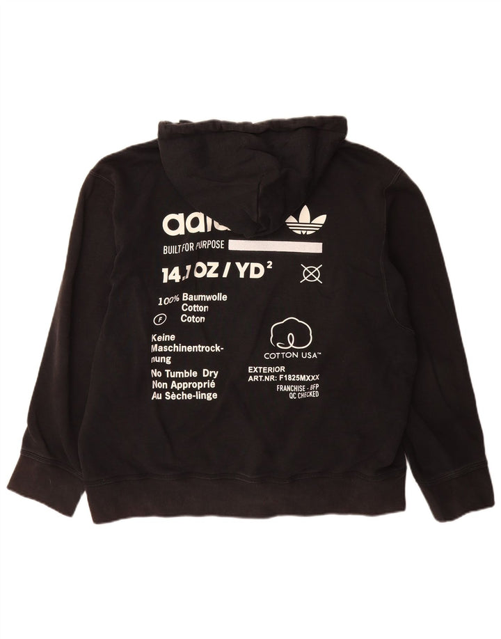 Maglione con cappuccio e zip grafica da uomo Adidas in cotone nero medio