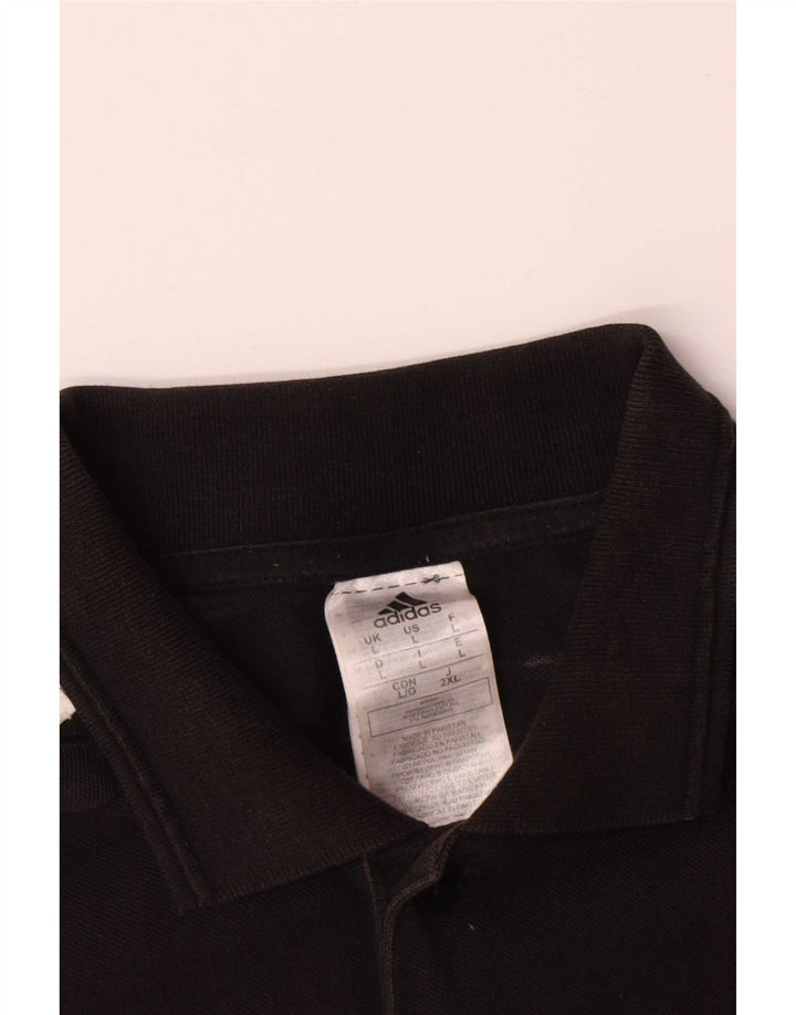 Polo Adidas da uomo grande in cotone nero