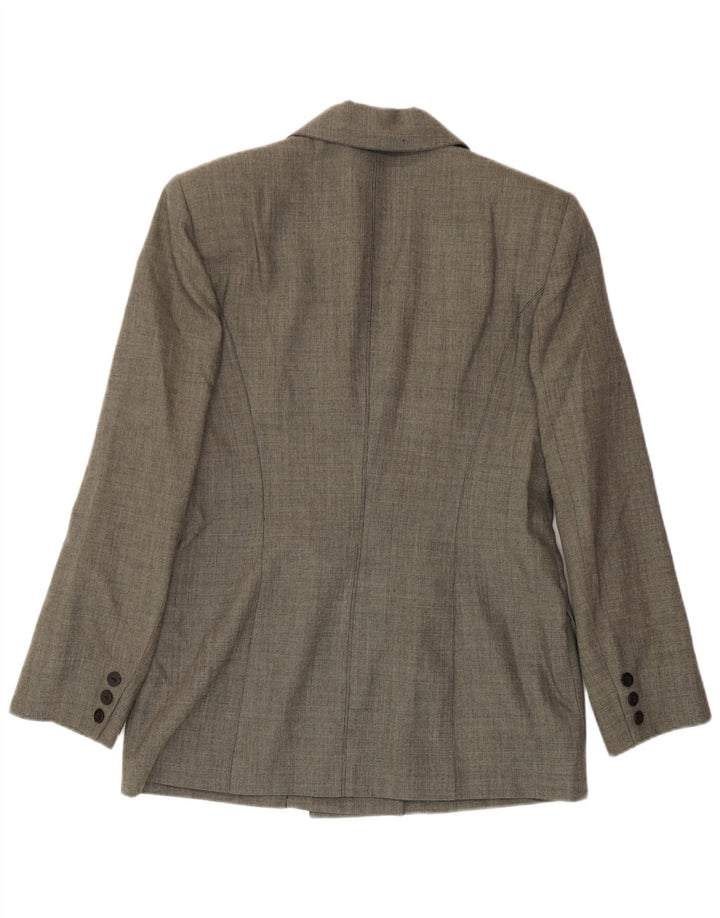 Giacca blazer doppiopetto vintage da donna IT 44 in lana grigio medio