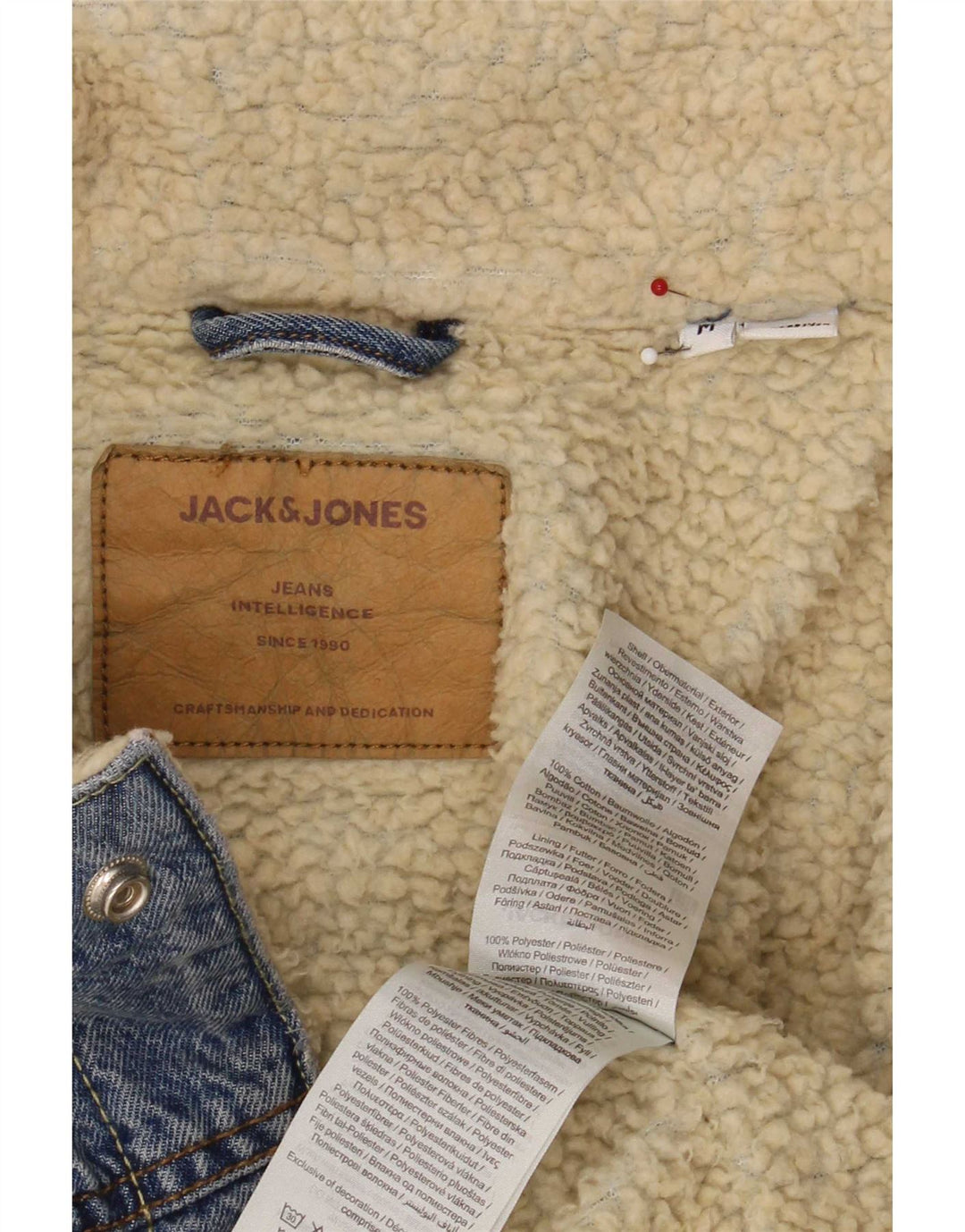 Giacca da uomo in denim sherpa Jack & Jones UK 38 cotone blu medio