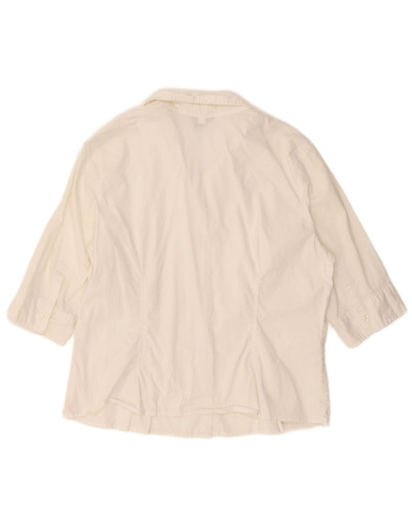 MOSSIMO Womens Crop 3/4 Sleeve Shirt UK 18 XL Off White Cotton