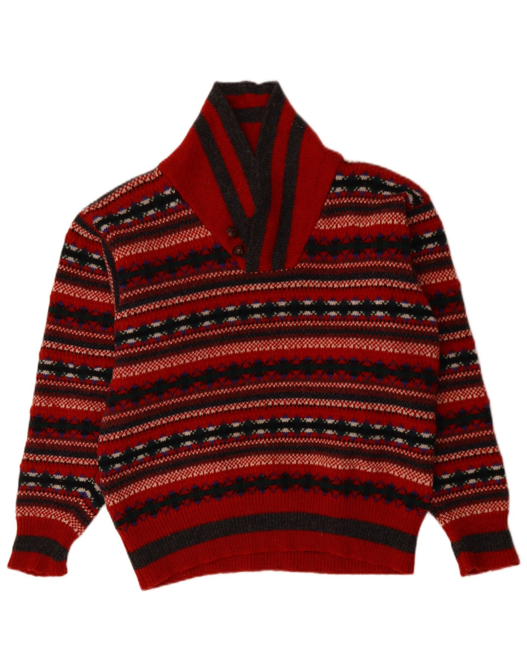 PRINCIPLES Maglione da donna con collo a scialle UK 14 Medio Rosso Fair Isle