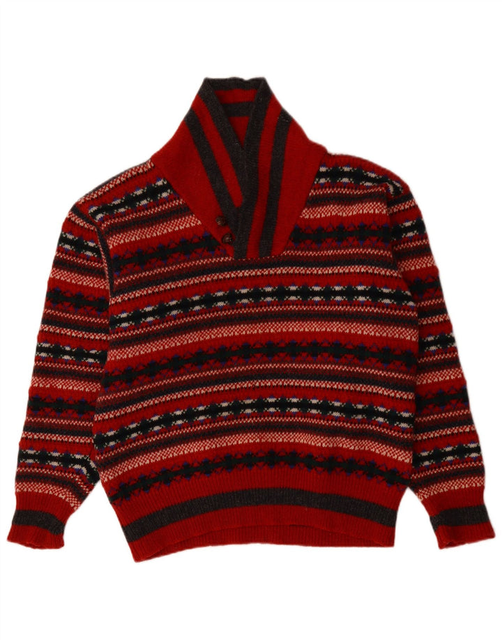 PRINCIPLES Maglione da donna con collo a scialle UK 14 Medio Rosso Fair Isle