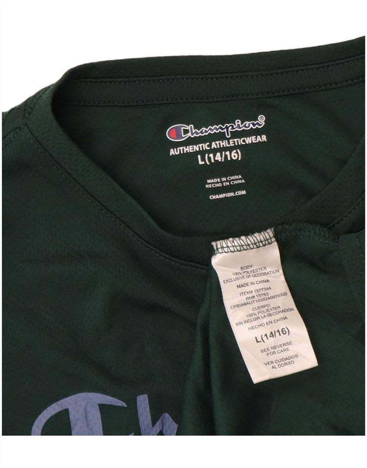 T-shirt grafica Champion da ragazzo, 14-15 anni, grande, verde, in poliestere