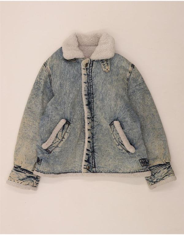 Giacca in denim Sherpa da uomo Rifle UK 40 Large Blue Cotton Retro