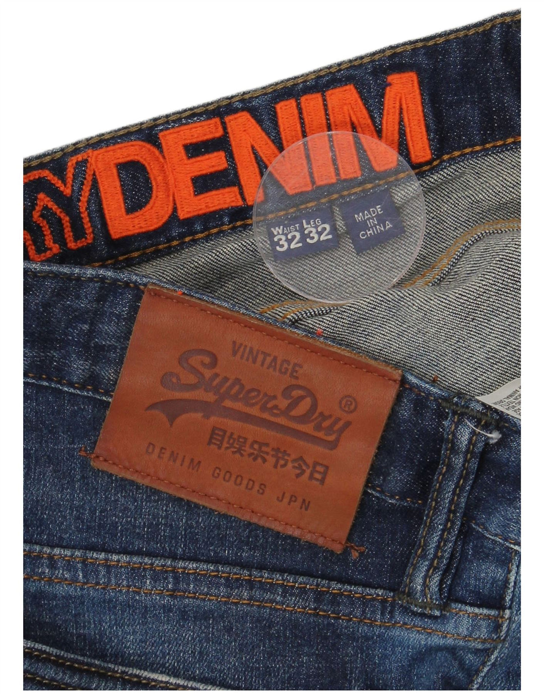 Jeans slim da uomo invecchiati SUPERDRY W32 L29 cotone blu
