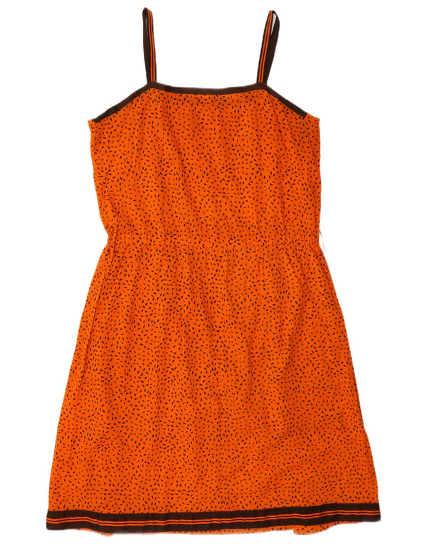 Prendisole vintage da donna UK 14 medio arancione maculato