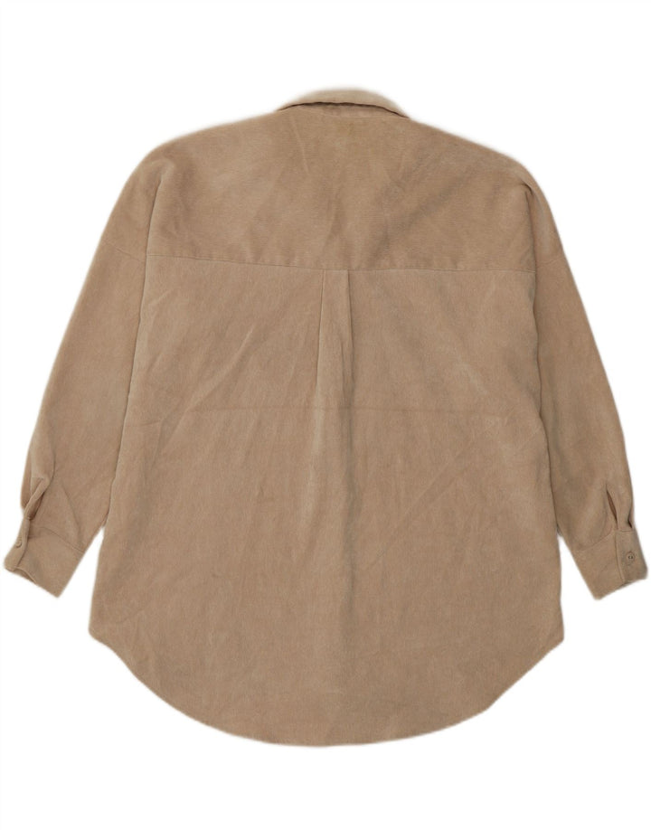 Camicia da donna oversize in velluto a coste Zara UK 6 XS Poliestere beige