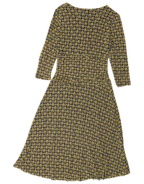 BODEN Womens 3/4 Sleeve A-Line Dress UK 10 Small Green Floral Tencel