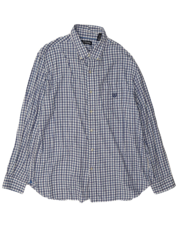 Chaps Camicia da uomo in flanella XL in cotone a quadri blu