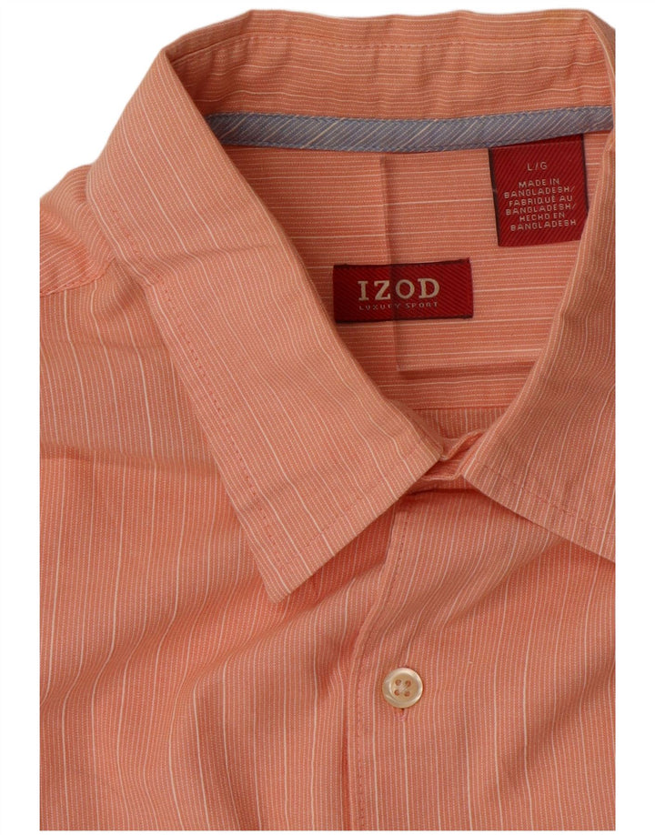 Camicia a maniche corte da uomo IZOD in cotone a righe larghe arancioni