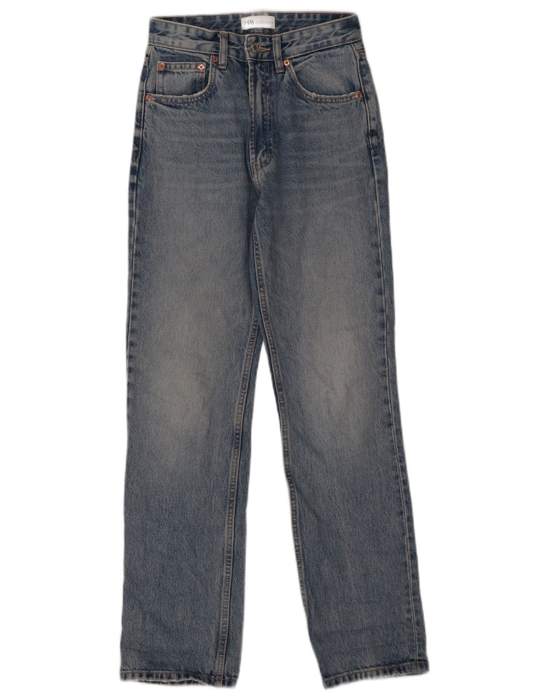 Jeans dritti da donna ZARA EU 34 2XS W24 L30 cotone blu