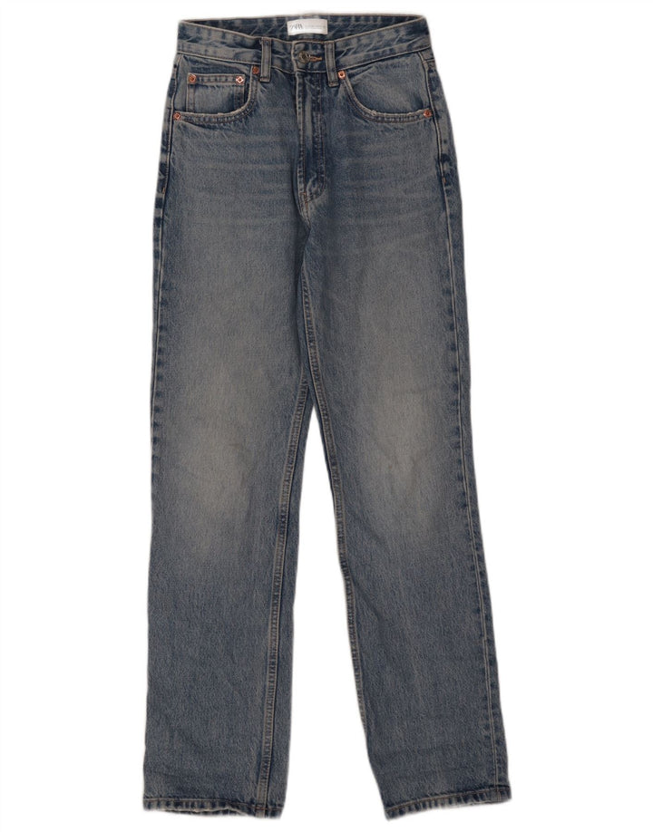 Jeans dritti da donna ZARA EU 34 2XS W24 L30 cotone blu