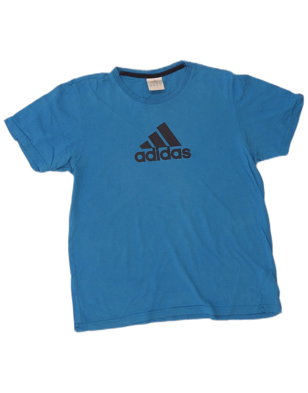T-shirt grafica da uomo Adidas Top UK 40/42 cotone blu medio