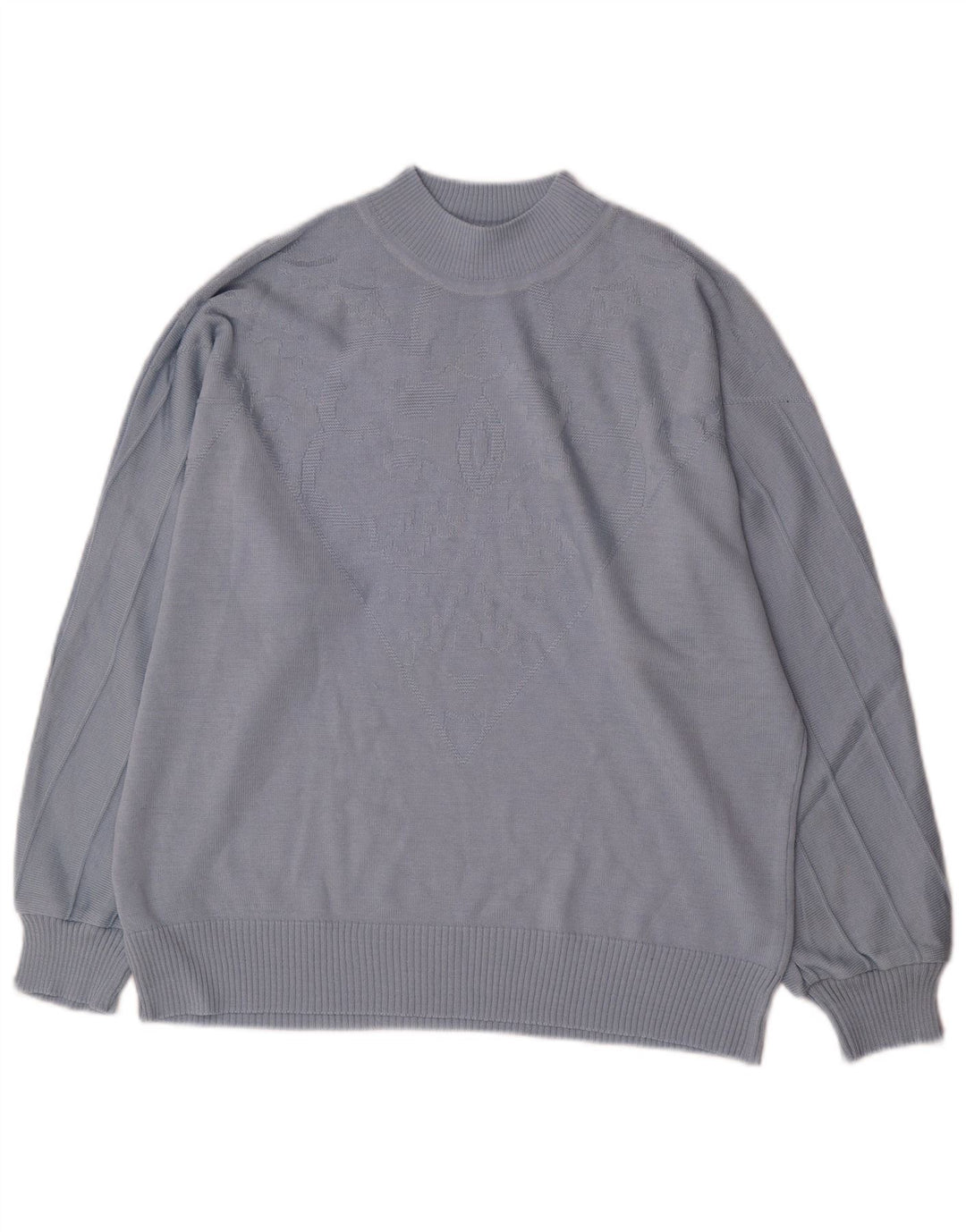 Maglione vintage da donna con collo alto e collo alto IT 46 grande poliacrilico blu
