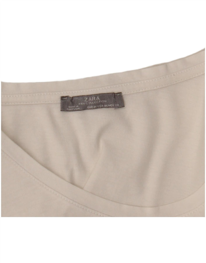 Top corto in camicetta corta da donna Zara UK 12 bianco medio floreale