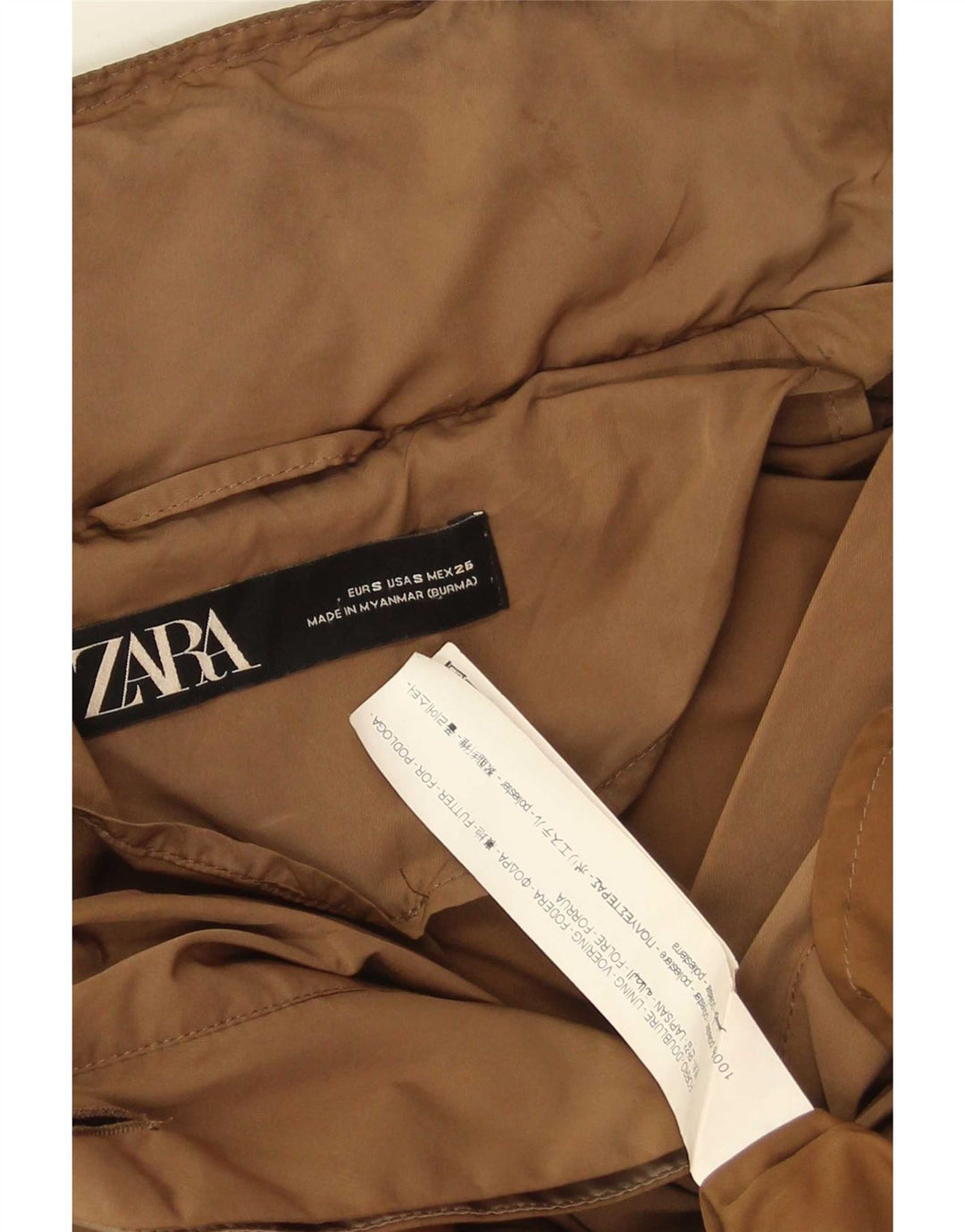 Trench oversize con cappuccio da donna Zara UK 10 piccolo poliestere marrone