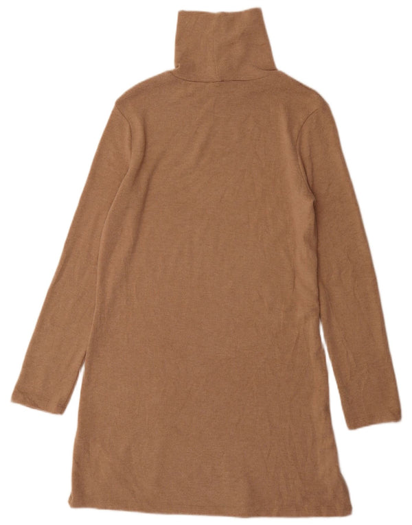 Abito maglione Zara da donna con collo alto UK 8 piccolo poliestere marrone