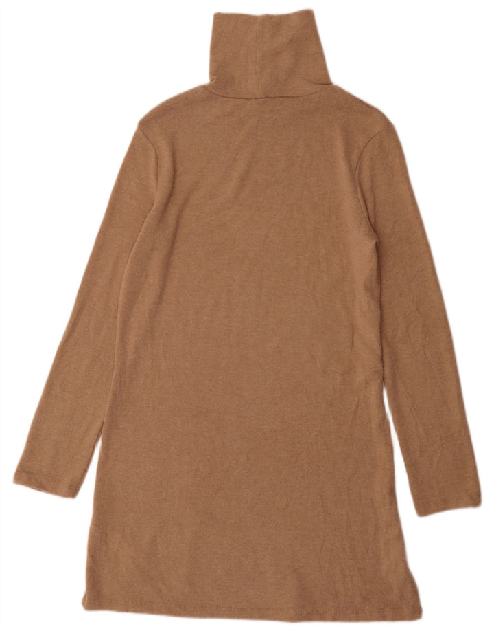 Abito maglione Zara da donna con collo alto UK 8 piccolo poliestere marrone