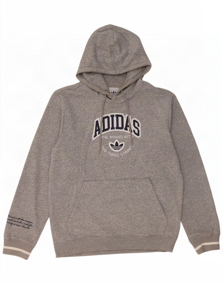 Felpa con cappuccio grafica da uomo Adidas in cotone chiazzato grigio medio