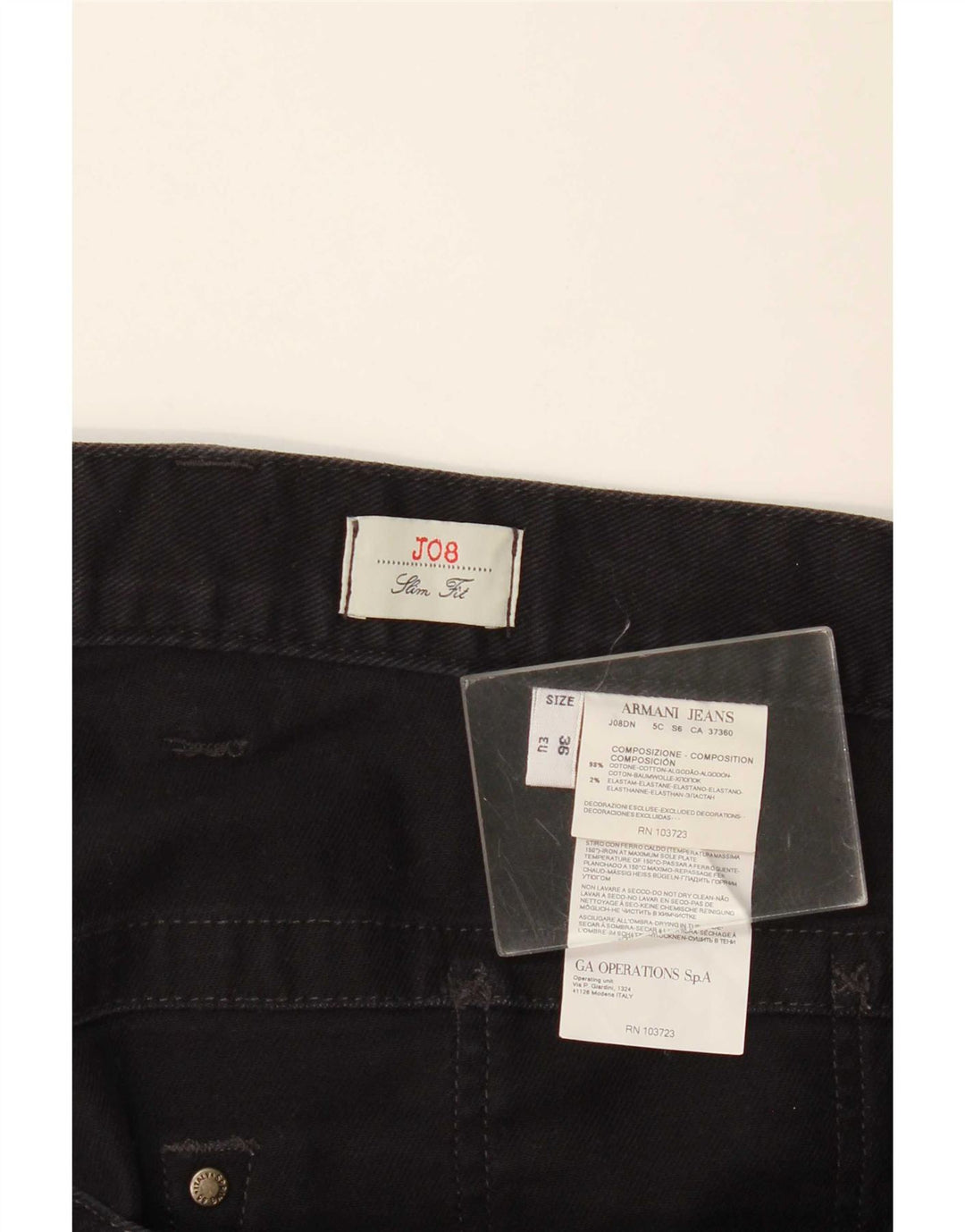 Jeans slim da uomo Armani J08 W36 L30 cotone nero