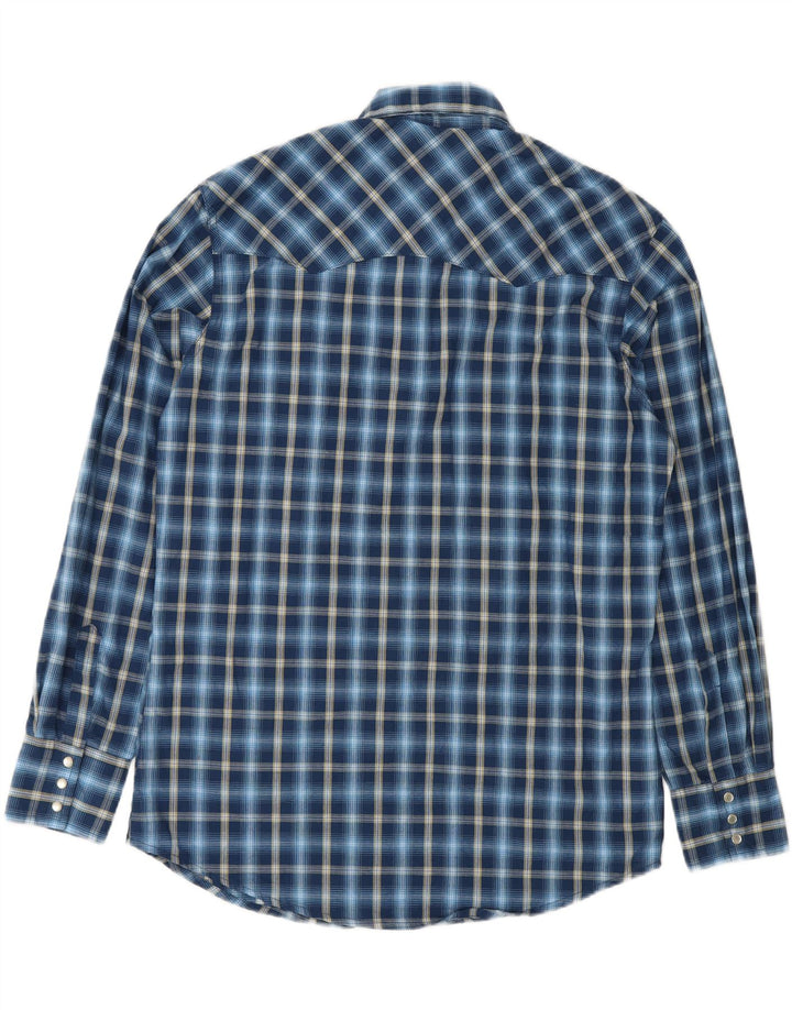 Camicia da uomo in flanella Wrangler, cotone medio a quadri blu navy