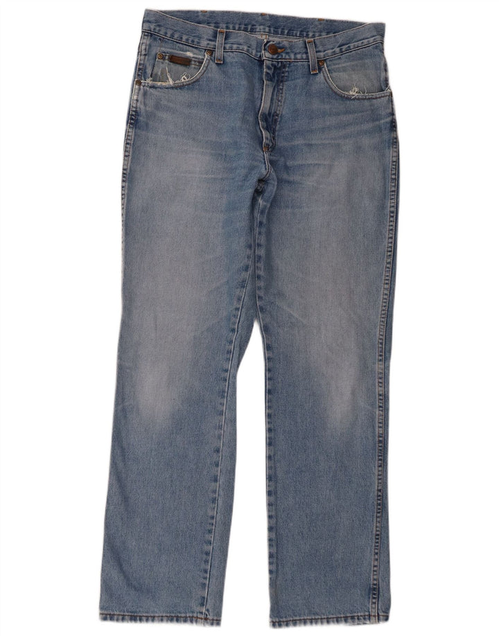 Jeans dritti da uomo Wrangler vestibilità regolare W34 L32 cotone blu