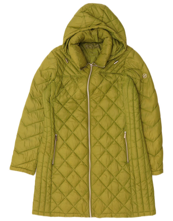 Cappotto imbottito con cappuccio da donna Michael Kors UK 14 Nylon verde medio