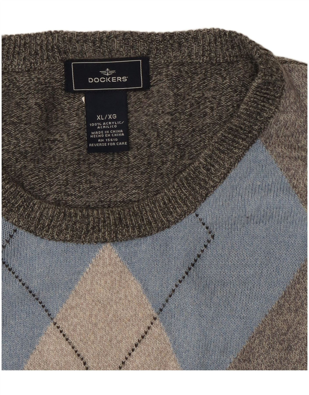 Maglione maglione girocollo da uomo Dockers XL grigio a rombi/acrilico diamante