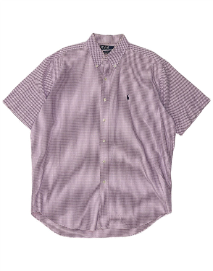 POLO RALPH LAUREN Camicia a maniche corte Blake da uomo grande a quadretti viola