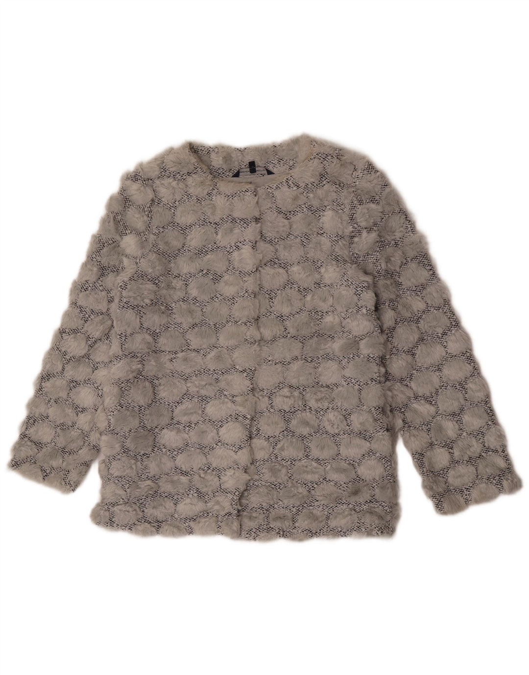 Giacca blazer da donna in pelliccia sintetica French Connection UK 8 piccola poliestere grigio