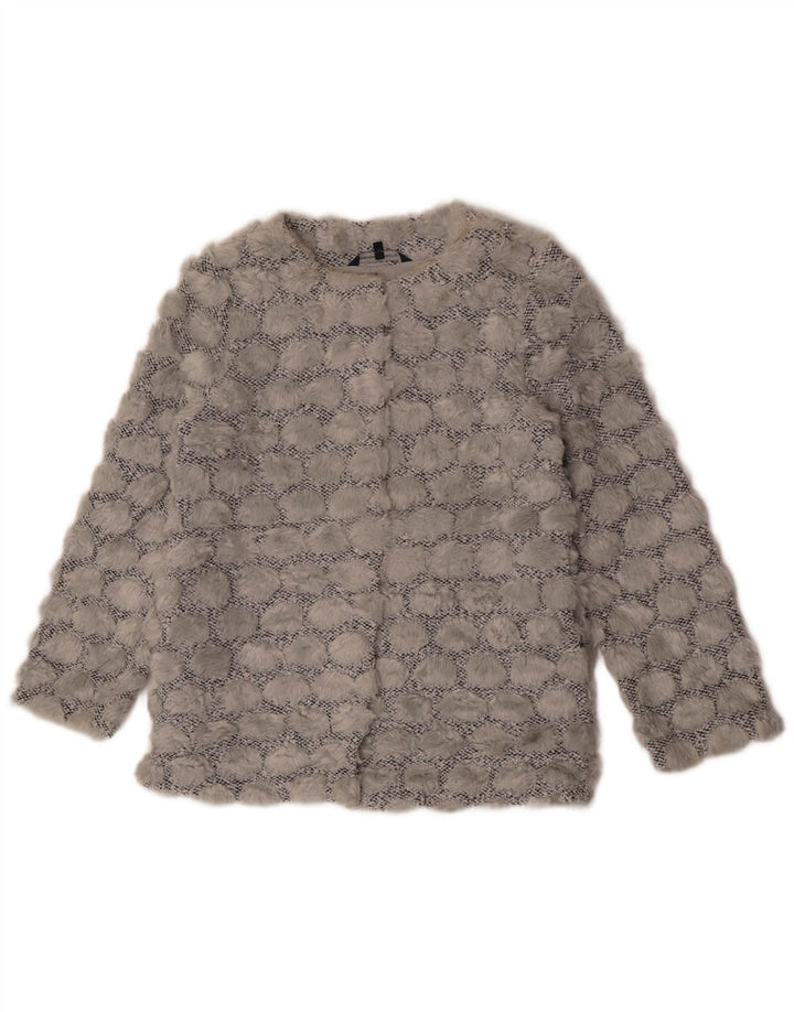 Giacca blazer da donna in pelliccia sintetica French Connection UK 8 piccola poliestere grigio