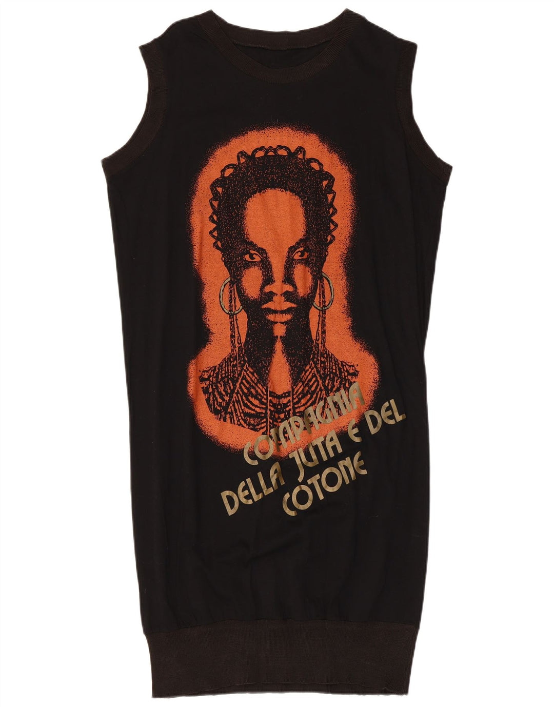 Abito a bolle grafico senza maniche da donna VINTAGE UK 14 medio nero