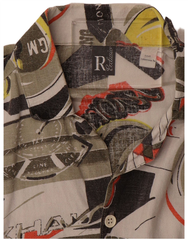 VINTAGE Mens Graphic Short Sleeve Shirt Medium Multicoloured Patchwork