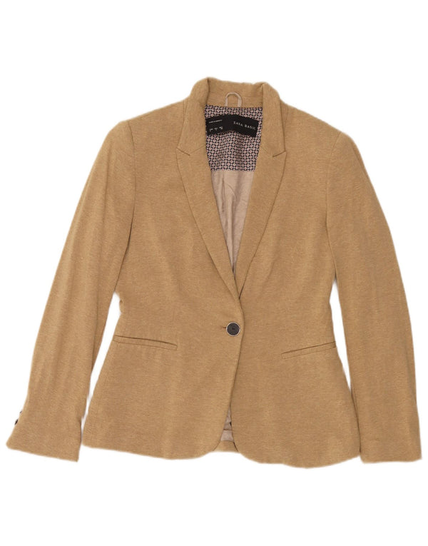 Giacca blazer a 1 bottone da donna Zara UK 10 piccola viscosa beige